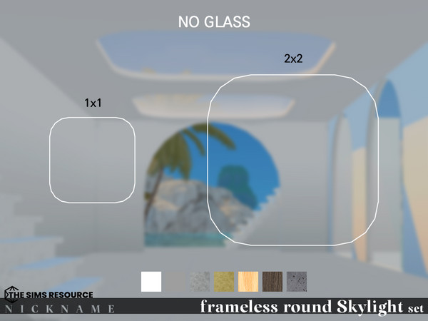 Sims 4 — frameless round Skylight set_3x3 (no glass) by NICKNAME_sims4 — frameless round Skylight set 10 package files.