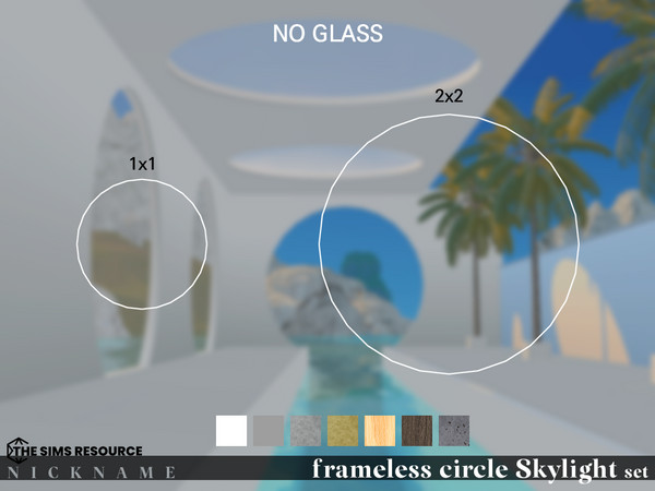 Sims 4 — frameless circle Skylight set_3x3 (no glass) by NICKNAME_sims4 — frameless circle Skylight set 10 package files.
