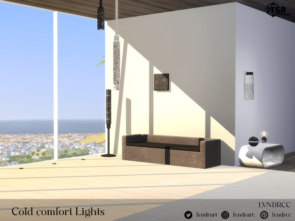 Sims 4 — Cold comfort lights by LVNDRCC — Set of modern, cement inspired minimalist lights, perfect to add subtle