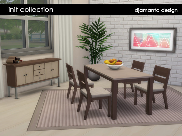 Sims 4 — Chair "Init" by Djamanta — the Init collection features a chair, table and cabinet in brown, light