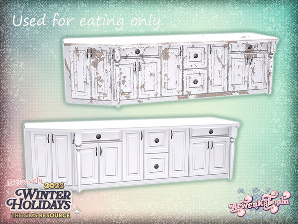 Sims 4 — Hollyland - Counter Island Left End by ArwenKaboom — Holliday themed kitchen and dining sets. It has clean and