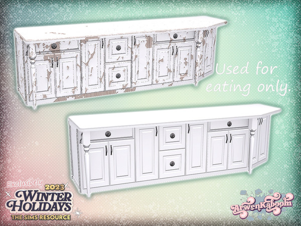 Sims 4 — Hollyland - Counter Island Right End by ArwenKaboom — Holliday themed kitchen and dining sets. It has clean and