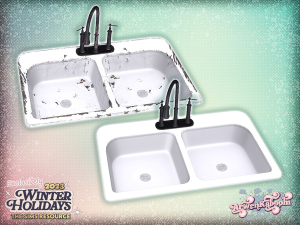 Sims 4 — Hollyland - Sink by ArwenKaboom — Holliday themed kitchen and dining sets. It has clean and wear and tear