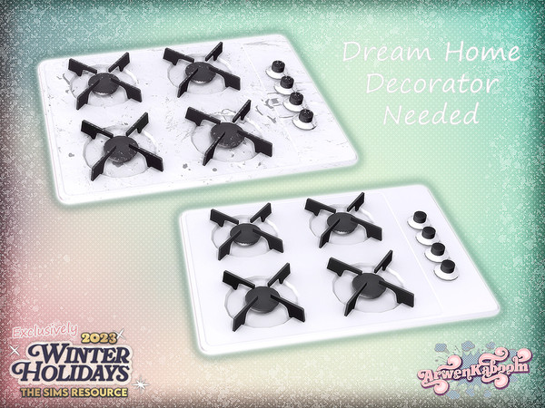 Sims 4 — Hollyland - Stove Top by ArwenKaboom — Holliday themed kitchen and dining sets. It has clean and wear and tear