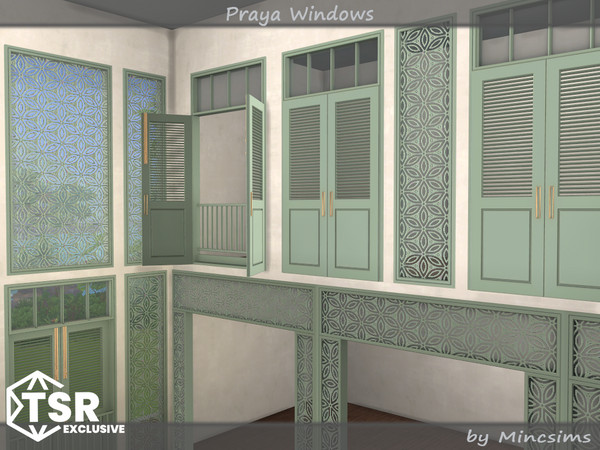 Sims 4 — Praya Windows by Mincsims — This set is inspired by resort interiors in Southeast Asia. The set consists of 12