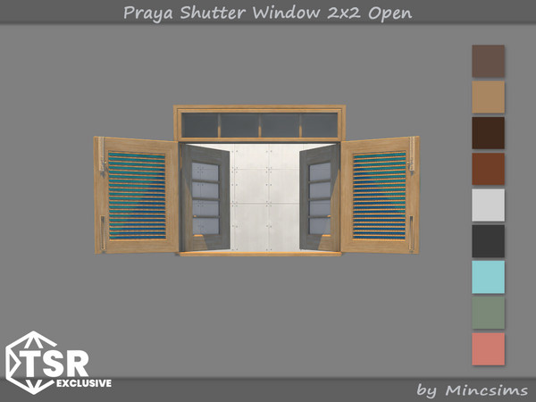 Sims 4 — Praya Shutter Window 2x2 Open by Mincsims — This set is inspired by resort interiors in Southeast Asia. The set