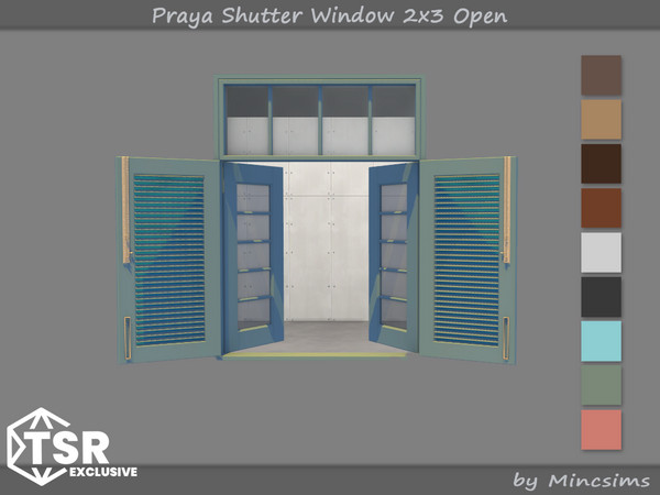 Sims 4 — Praya Shutter Window 2x3 Open by Mincsims — This set is inspired by resort interiors in Southeast Asia. The set