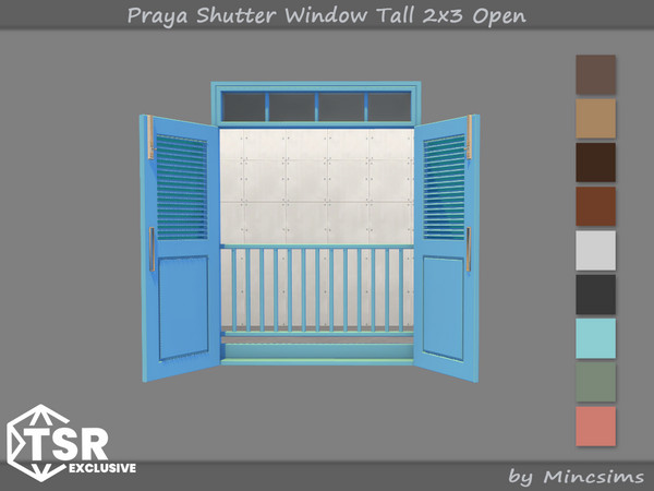 Sims 4 — Praya Shutter Window Tall 2x3 Open by Mincsims — This set is inspired by resort interiors in Southeast Asia. The