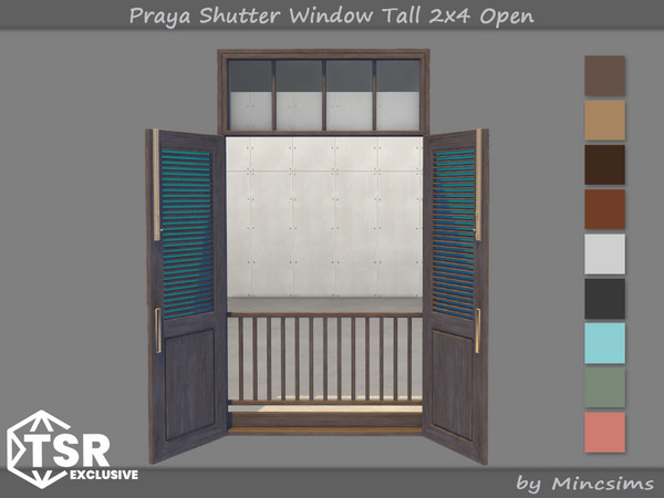 Sims 4 — Praya Shutter Window Tall 2x4 Open by Mincsims — This set is inspired by resort interiors in Southeast Asia. The