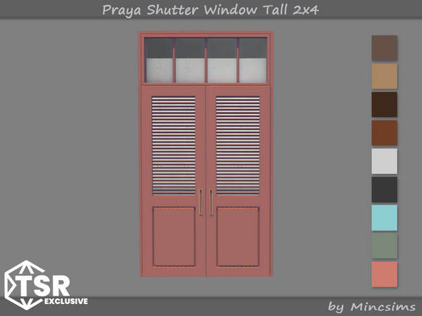 Sims 4 — Praya Shutter Window Tall 2x4 by Mincsims — This set is inspired by resort interiors in Southeast Asia. The set