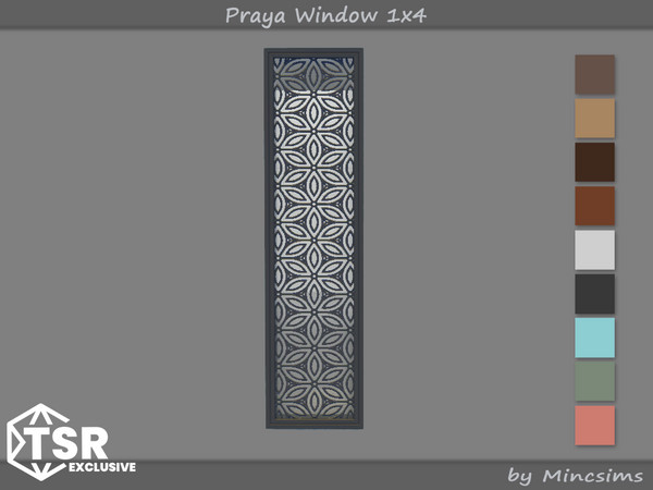 Sims 4 — Praya Window 1x4 by Mincsims — This set is inspired by resort interiors in Southeast Asia. The set consists of