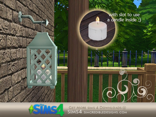 Sims 4 — Breezy wall lantern cage by SIMcredible! — *cloned from a wall sculpture, please put the candle from this same