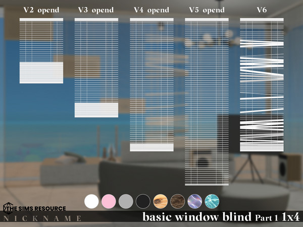 Sims 4 — basic window blind set_1x4 V3 (opend) by NICKNAME_sims4 — basic window blind set Part 1_1x4 10 package files.