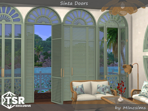 Sims 4 — Sinta Doors by Mincsims — When sunlight or artificial lighting graces the door, the frame shines even more