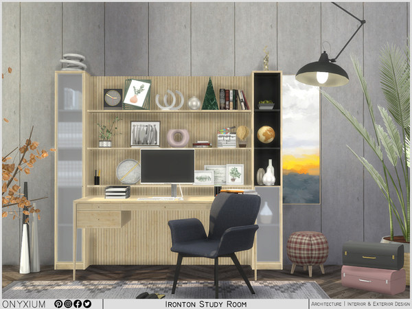 Sims 4 — Ironton Study Room by Onyxium — Onyxium@TSR Design Workshop Study Room Collection - Belong To The 2024 Year