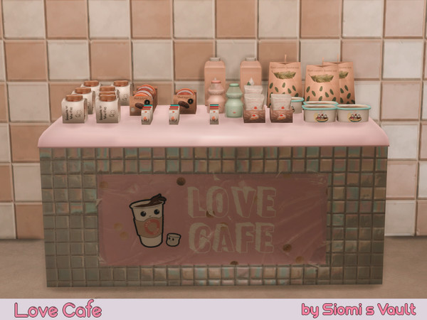 Sims 4 — Love Cafe - Display table by siomisvault — Alright this is the Love Cafe set you'll find different objects to