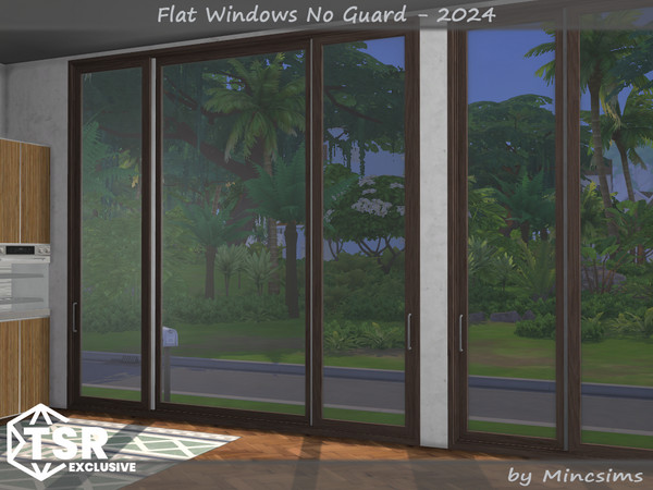 Sims 4 — Flat Windows No Guard by Mincsims — Original set was made in 2021. A version without guards has been added by