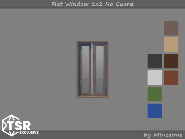 Sims 4 — Flat Window 1x2 No Guard by Mincsims — Original set was made in 2021. A version without guards has been added by