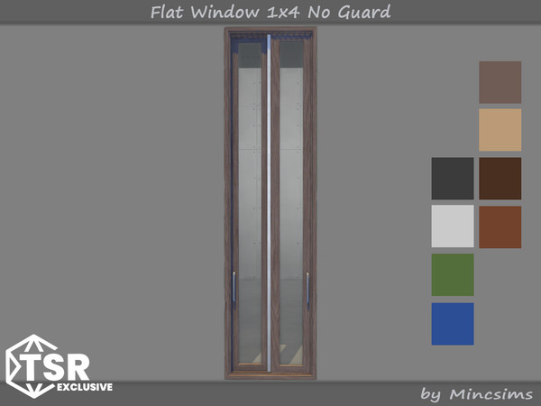 Sims 4 — Flat Window 1x4 No Guard by Mincsims — Original set was made in 2021. A version without guards has been added by