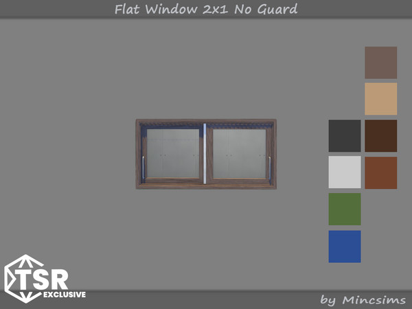 Sims 4 — Flat Window 2x1 No Guard by Mincsims — Original set was made in 2021. A version without guards has been added by