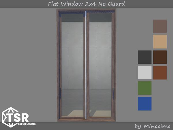 Sims 4 — Flat Window 2x4 No Guard by Mincsims — Original set was made in 2021. A version without guards has been added by