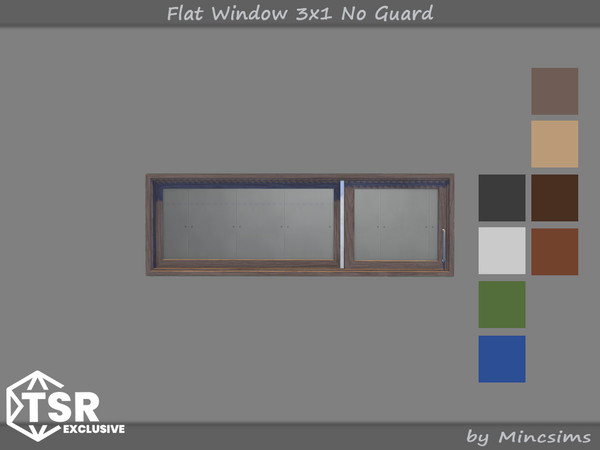 Sims 4 — Flat Window 3x1 No Guard by Mincsims — Original set was made in 2021. A version without guards has been added by