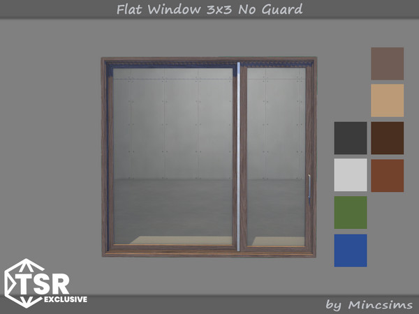 Sims 4 — Flat Window 3x3 No Guard by Mincsims — Original set was made in 2021. A version without guards has been added by