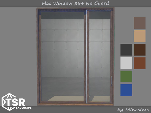 Sims 4 — Flat Window 3x4 No Guard by Mincsims — Original set was made in 2021. A version without guards has been added by