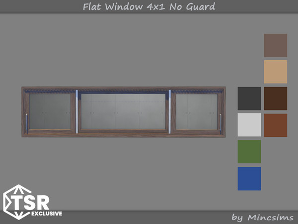 Sims 4 — Flat Window 4x1 No Guard by Mincsims — Original set was made in 2021. A version without guards has been added by