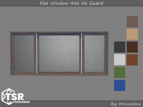 Sims 4 — Flat Window 4x2 No Guard by Mincsims — Original set was made in 2021. A version without guards has been added by