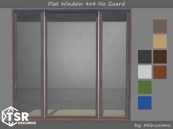 Sims 4 — Flat Window 4x4 No Guard by Mincsims — Original set was made in 2021. A version without guards has been added by