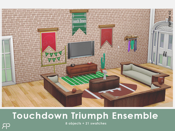Sims 4 — RiptideCC-Touchdown Triumph Ensemble American football ball by Riptidecc — Elevate your Super Bowl celebration