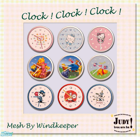 Sims 2 — Judy Working Round Clock Set 1 by judyhugsnoopy — Recolor of Windkeeper Working Round Clock. It tells game
