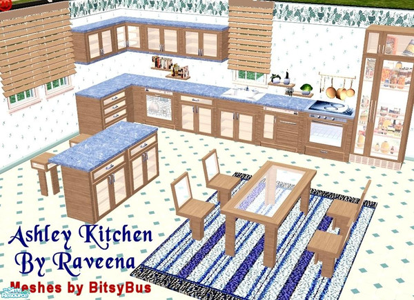 Sims 2 — Ashley Kitchen Set by Raveena — A recolor of BitsyBus's beautiful Maya kitchen. You will need her meshes for the