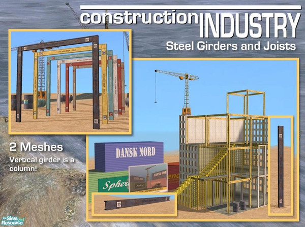 Sims 2 — Girders and Joists by Cyclonesue — A girder (column - can be built on) and matching decorative joist (found