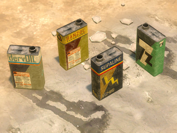 Sims 4 — Oil Can (Standing) by Cyclonesue — An old fashioned oil canister in four fictional designs.