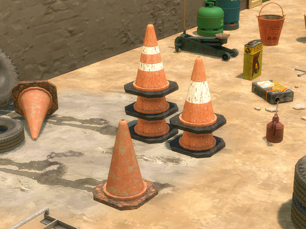 Sims 4 — Stackable Traffic Cone by Cyclonesue — You can stack as many as you like, for no good reason whatsoever.