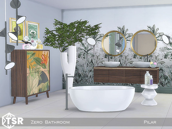 Sims 4 — Zero Bathroom by Pilar — Decorate your bathroom with a tropical touch