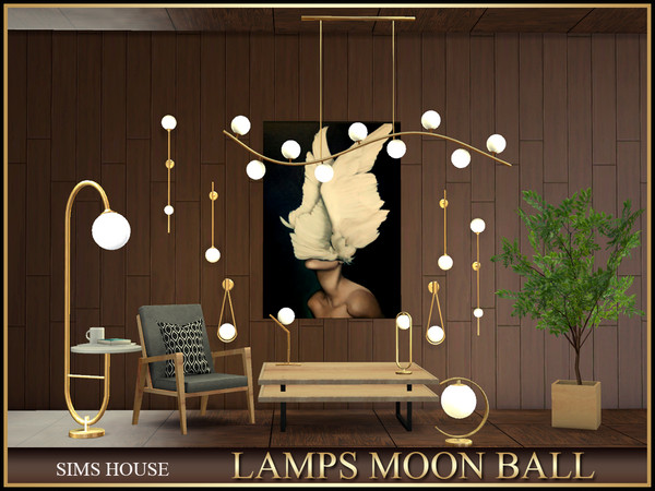 Sims 4 — MOON BALL TABLE LAMP 3 by Sims_House — LAMP SET MOON BALL:
