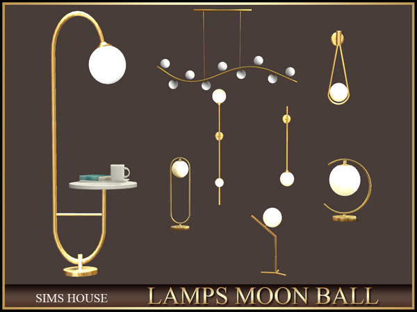 Sims 4 — MOON BALL TABLE LAMP 2 by Sims_House — LAMP SET MOON BALL: