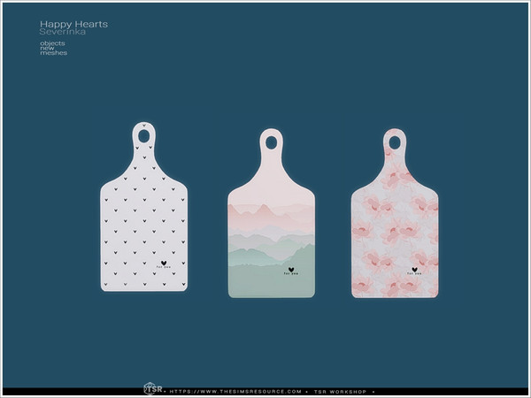 Sims 4 — Happy Hearts - cutting board by Severinka_ — A set of 12 items of kitchen utensils in a Minimalist style. -