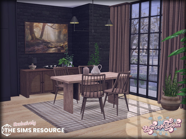 Sims 4 — Wedine by ArwenKaboom — New dining room set featuring earthy tones. All objects are base game compatible and you