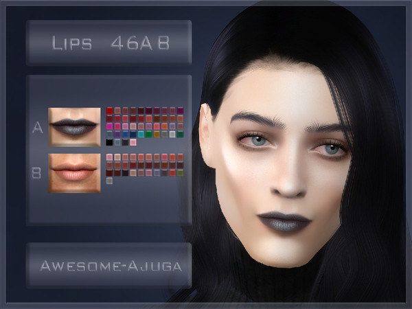 Sims 4 — Lips 46AB by Awesome-ajuga — 44 swatches for A
