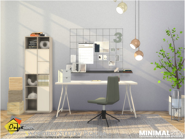 Sims 3 — MinimalSIM | Sapporo Study Room by Onyxium — Onyxium@TSR Design Workshop Study Room Collection - Belong To The