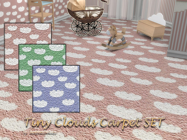 Sims 4 — Tiny Clouds Carpet SET by matomibotaki — Funny and fluffy little clouds cavort on a cute children's carpet comes