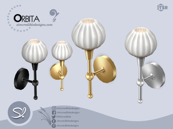 Sims 4 — Orbita Sconce by SIMcredible! — Bringing to your sims a set filled with charm and luxury. Orbita is a bathroom