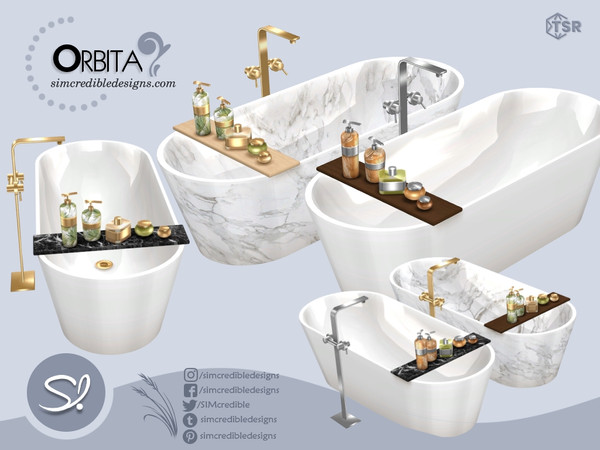 Sims 4 — Orbita Tub by SIMcredible! — Bringing to your sims a set filled with charm and luxury. Orbita is a bathroom in