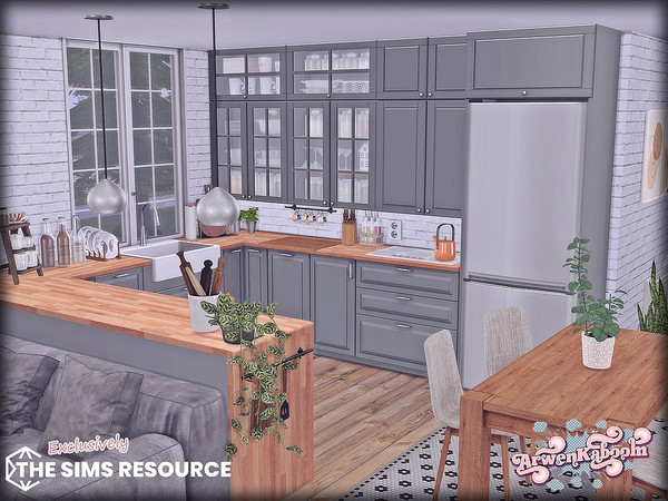Sims 4 — Grin by ArwenKaboom — New kitchen set in multiple recolors. Find all items by searching "Grin" or