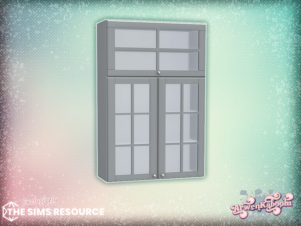 Sims 4 — Grin - Cabinet (glass) by ArwenKaboom — New kitchen set in multiple recolors. Find all items by searching