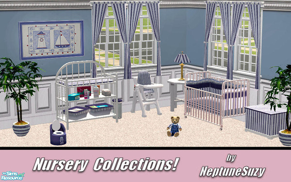 Sims 2 — NSC Nursery Set10 by Neptunesuzy — Your little Simmies will love this Blue and White Striped Nursery Room Set